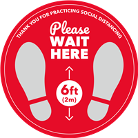 12in Dia Round Floor Sticker Wait Here