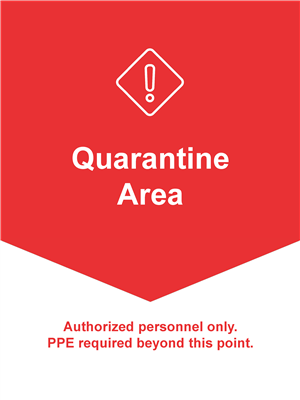 Wall Sign 22x28 RED Quarantine Area