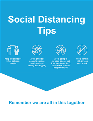 Wall Sign 8.5x11 BLUE Social Distancing Tips
