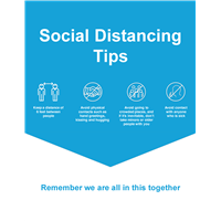 Window Cling 18x24 BLUE Social Distancing Tips