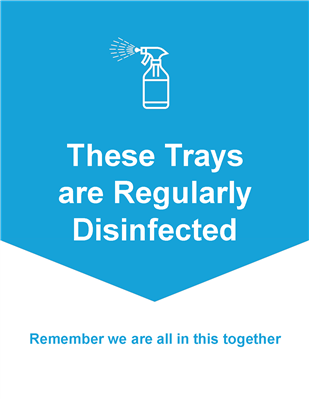 Wall Sign 8.5x11 BLUE Trays Disinfected