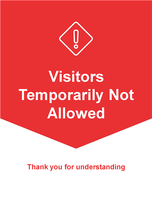 Wall Sign 8.5x11 RED Visitors Temp Not Allowed