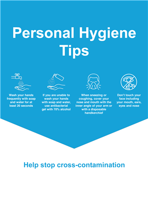 Wall Sign 22x28 BLUE Personal Hygiene Tips