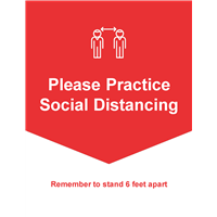 Window Cling 18x24 RED Please Practice Social Distancing