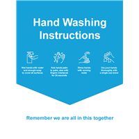 Window Cling 18x24 BLUE Hand Washing Instructions