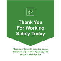 Window Cling 18x24 GREEN Thank You Working Safely