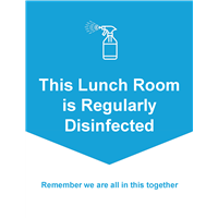 Window Cling 18x24 BLUE Lunchroom Disinfected