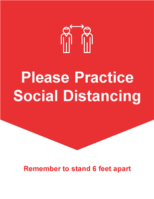 Wall Sign 8.5x11 RED Please Practice Social Distancing