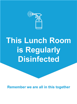Wall Sign 22x28 BLUE Lunchroom Disinfected