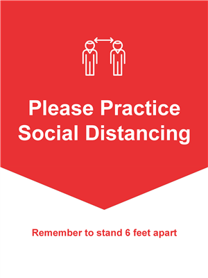 A-Frame 22x28 RED Please Practice Social Distancing